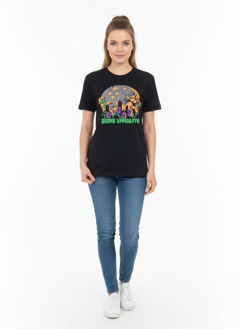 Gildan Women's T SHIRT ZOMBIE APOCALYPSE Theme Park Black Size Medium